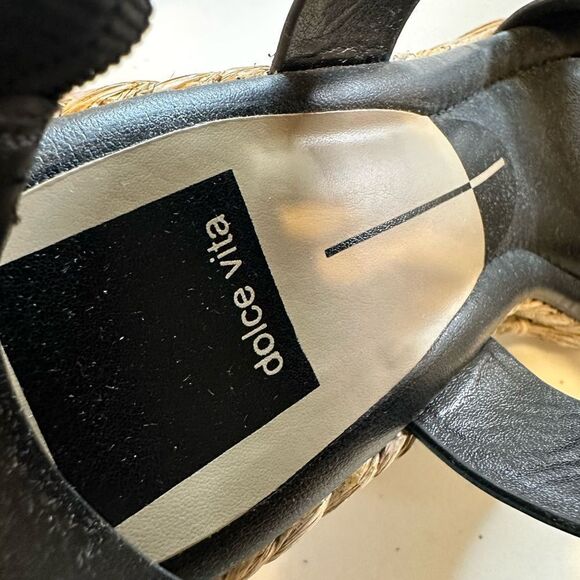 NIB Dolce Vita Women’s Aldona Black Leather Espadrille Wedge Buckle Strap - 7.5 - Picture 8 of 10